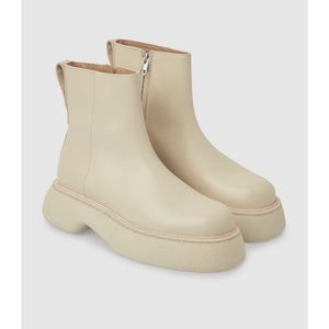 Chunky Off White Leather Boots